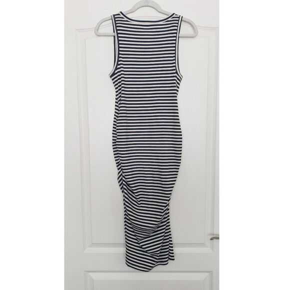 A New Day Striped Ribbed Midi Dress Size L Nautical Beachy Casual Travel - Picture 3 of 5